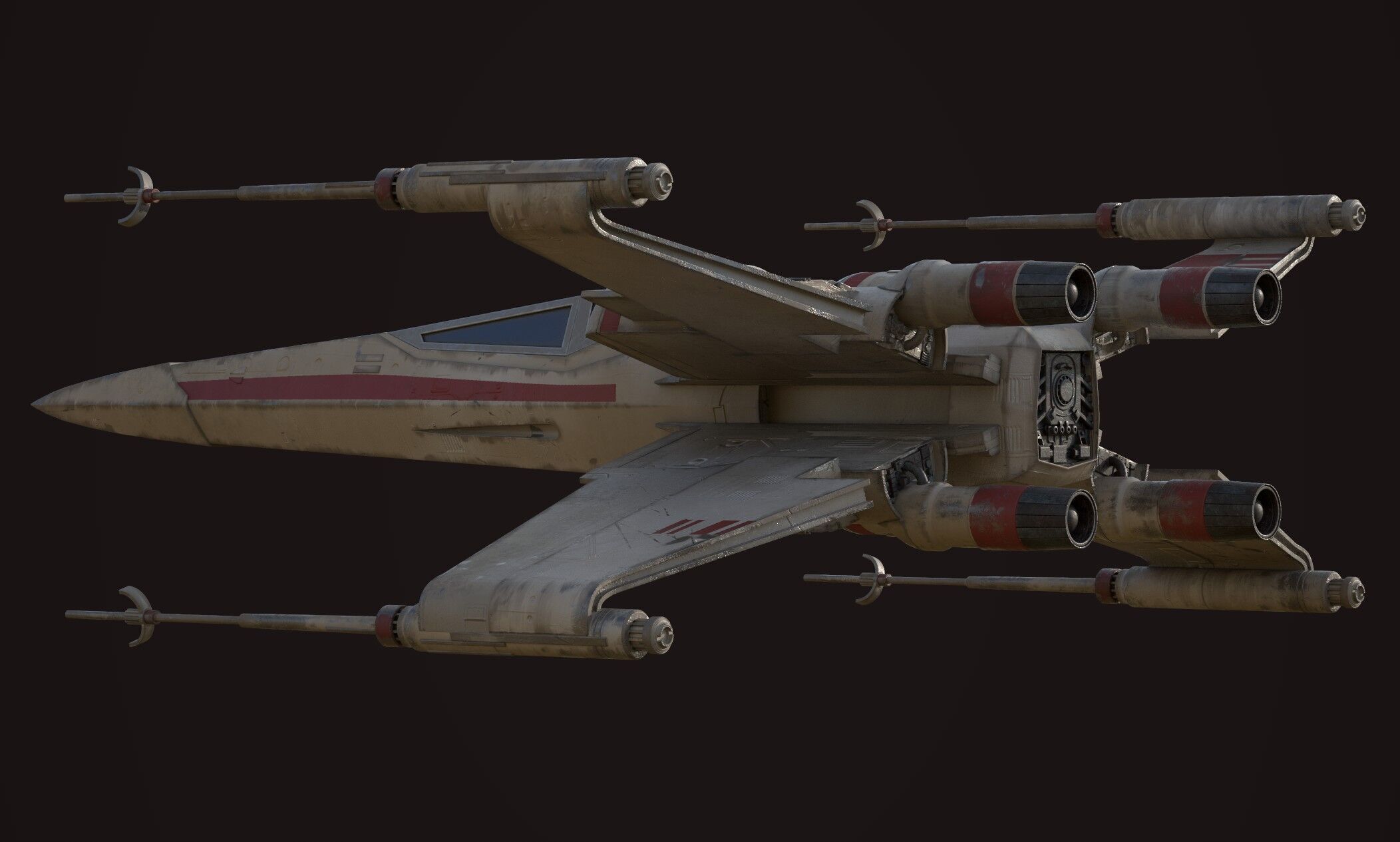 X Wing - game ready-  detailed X-wing Low-poly 3D model_7