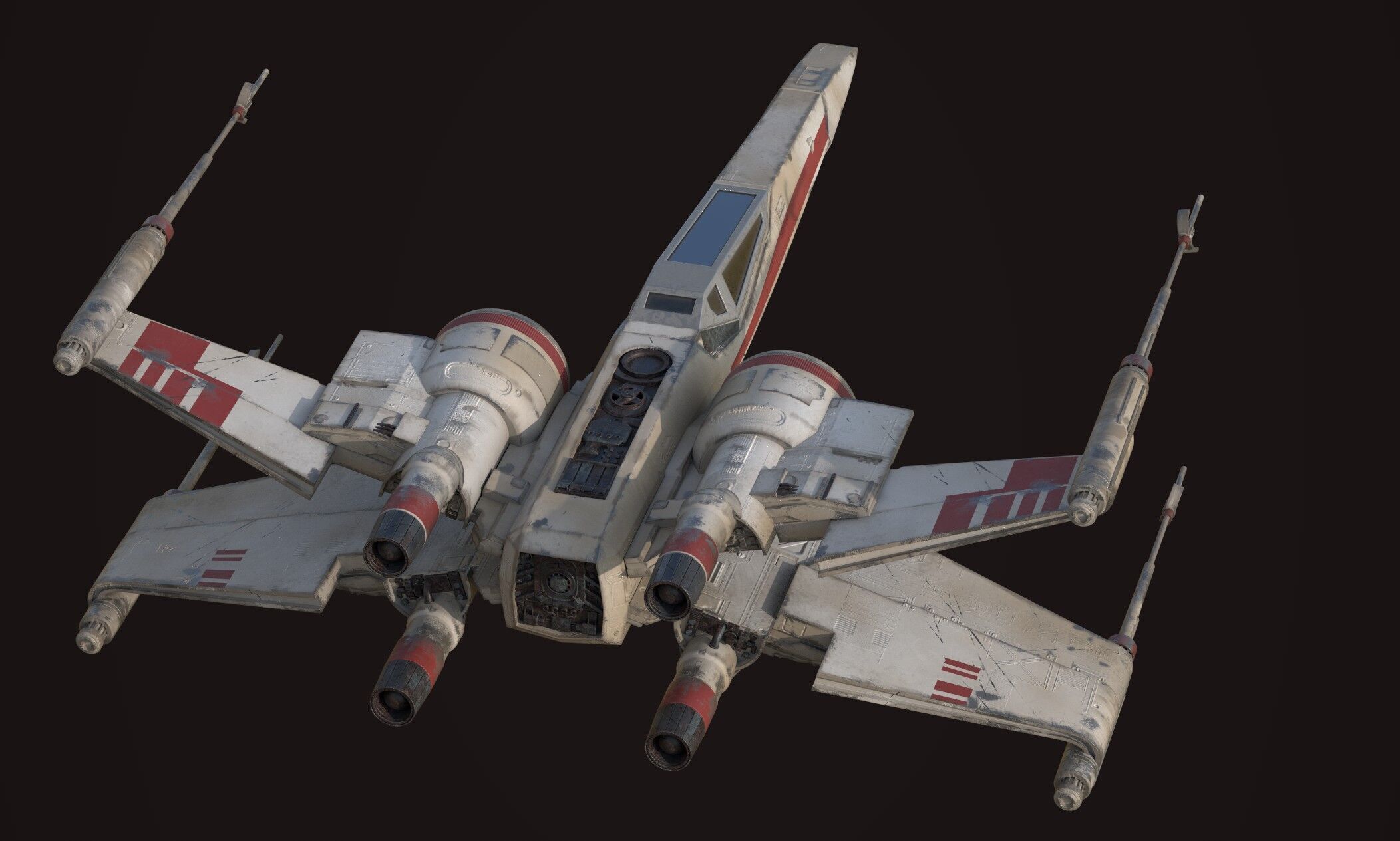 X Wing - game ready-  detailed X-wing Low-poly 3D model_6