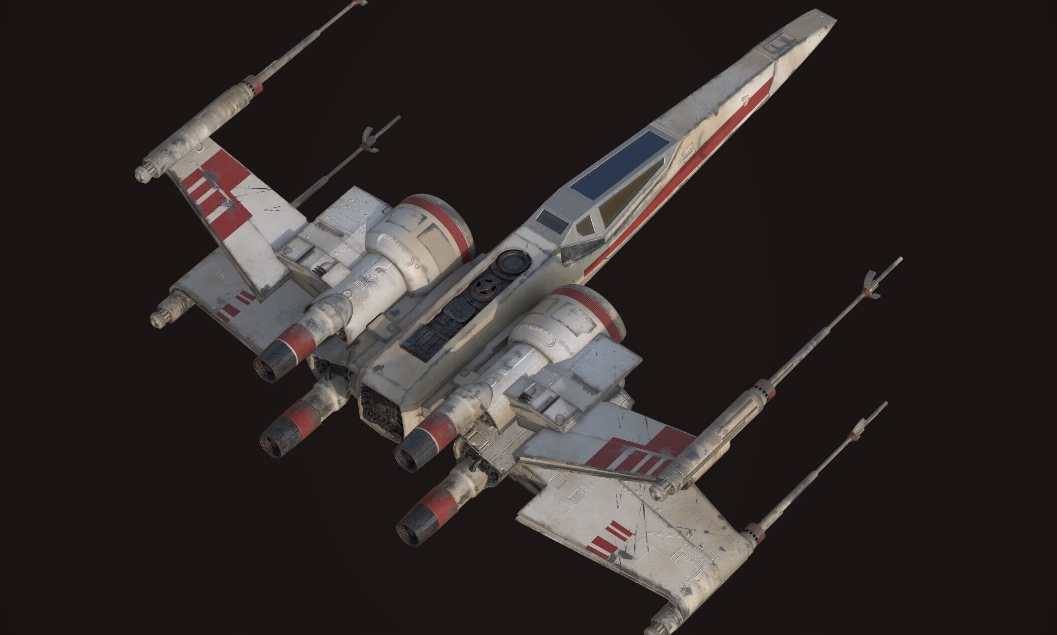 X Wing - game ready-  detailed X-wing Low-poly 3D model_1