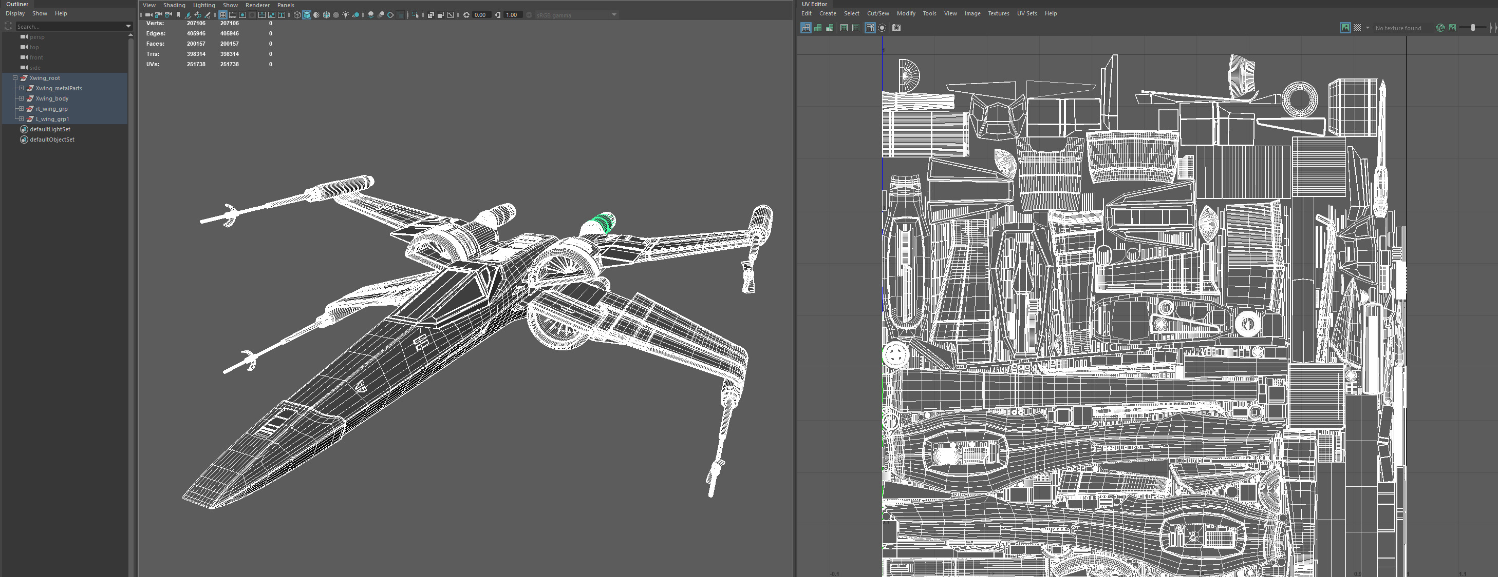 X Wing - game ready-  detailed X-wing Low-poly 3D model_11