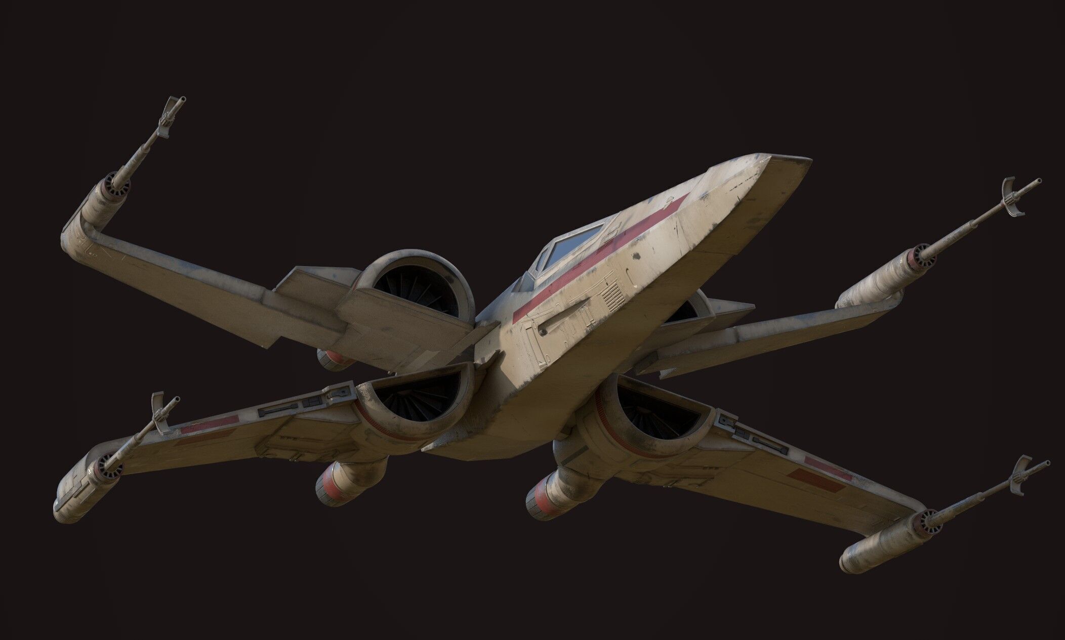 X Wing - game ready-  detailed X-wing Low-poly 3D model_8