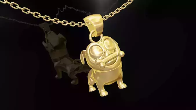 Dog statue sculpture pendant jewelry gold