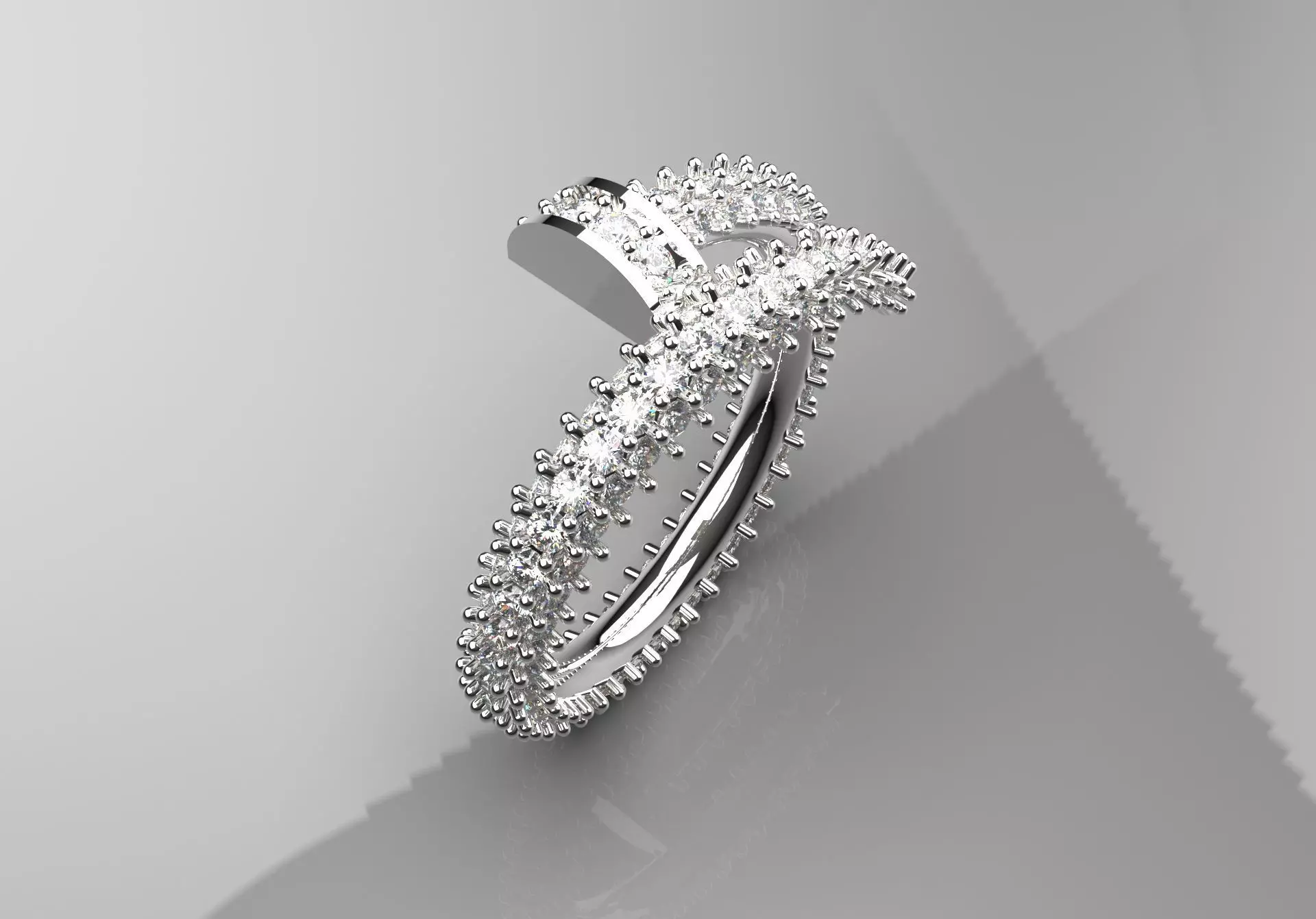 Luxury nail design ring with diamond model rr0021 3D print model