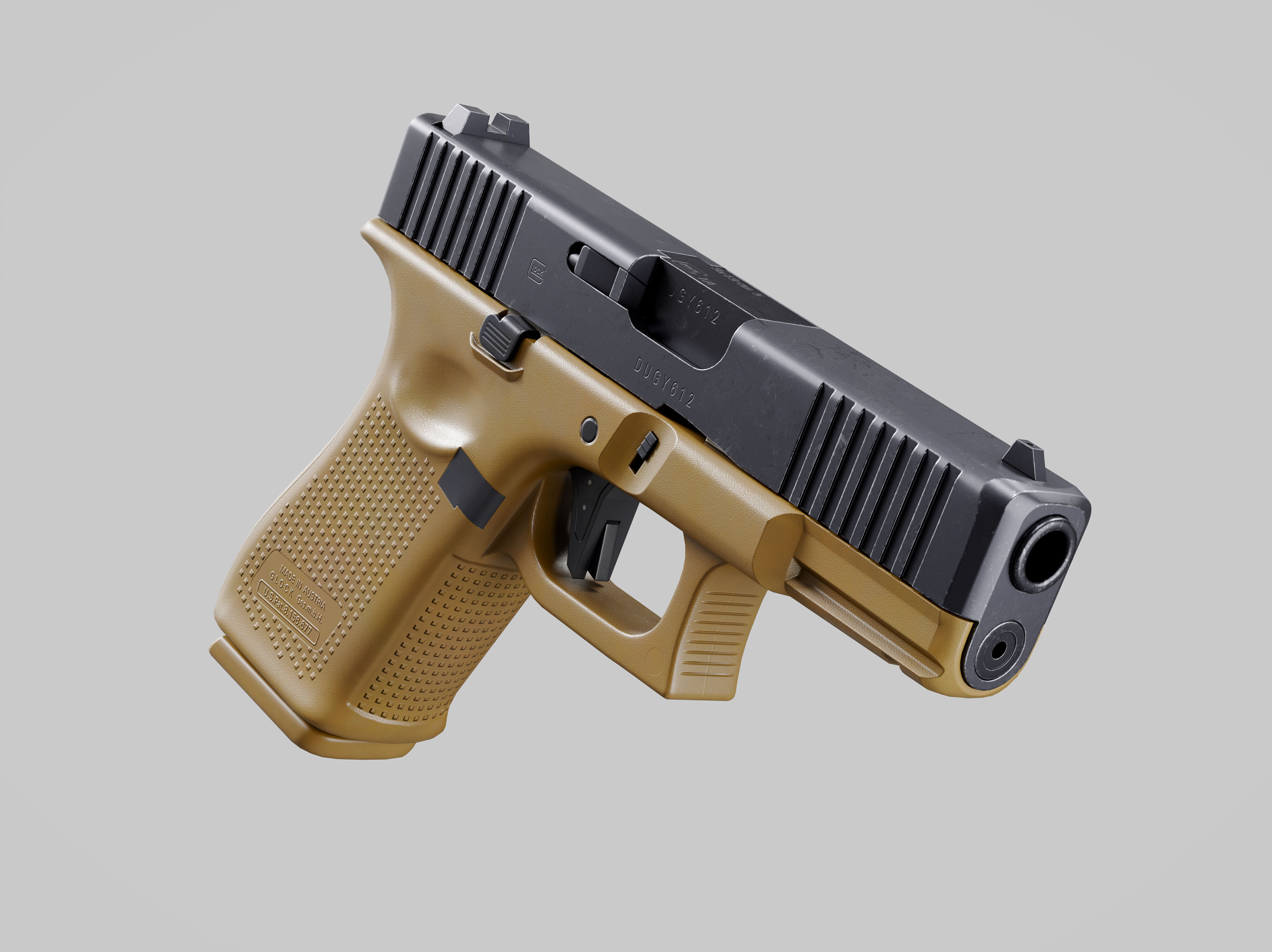 Glock-19 FDE Pistol Low-poly 3D model_8