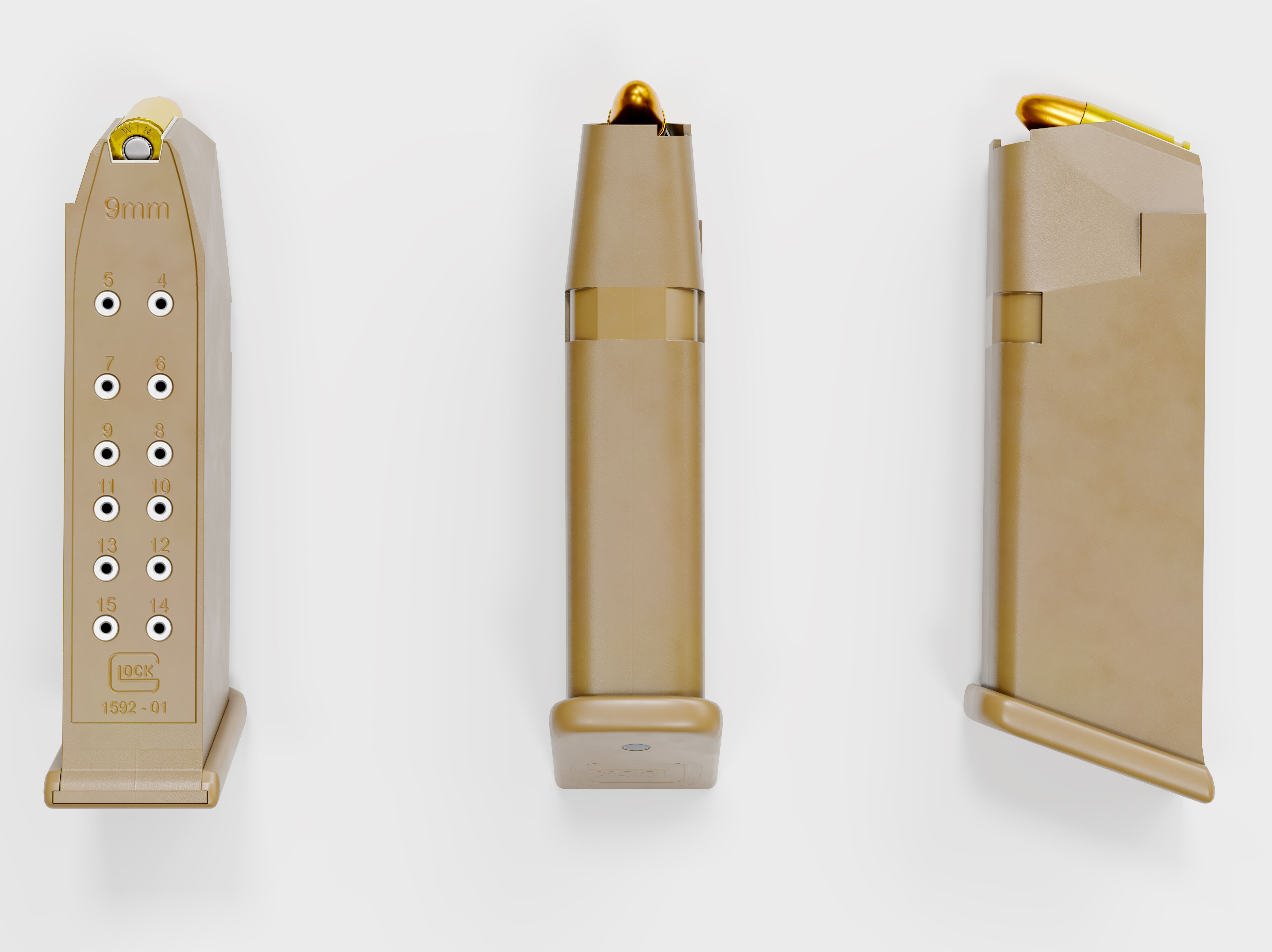 Glock-19 FDE Pistol Low-poly 3D model_6