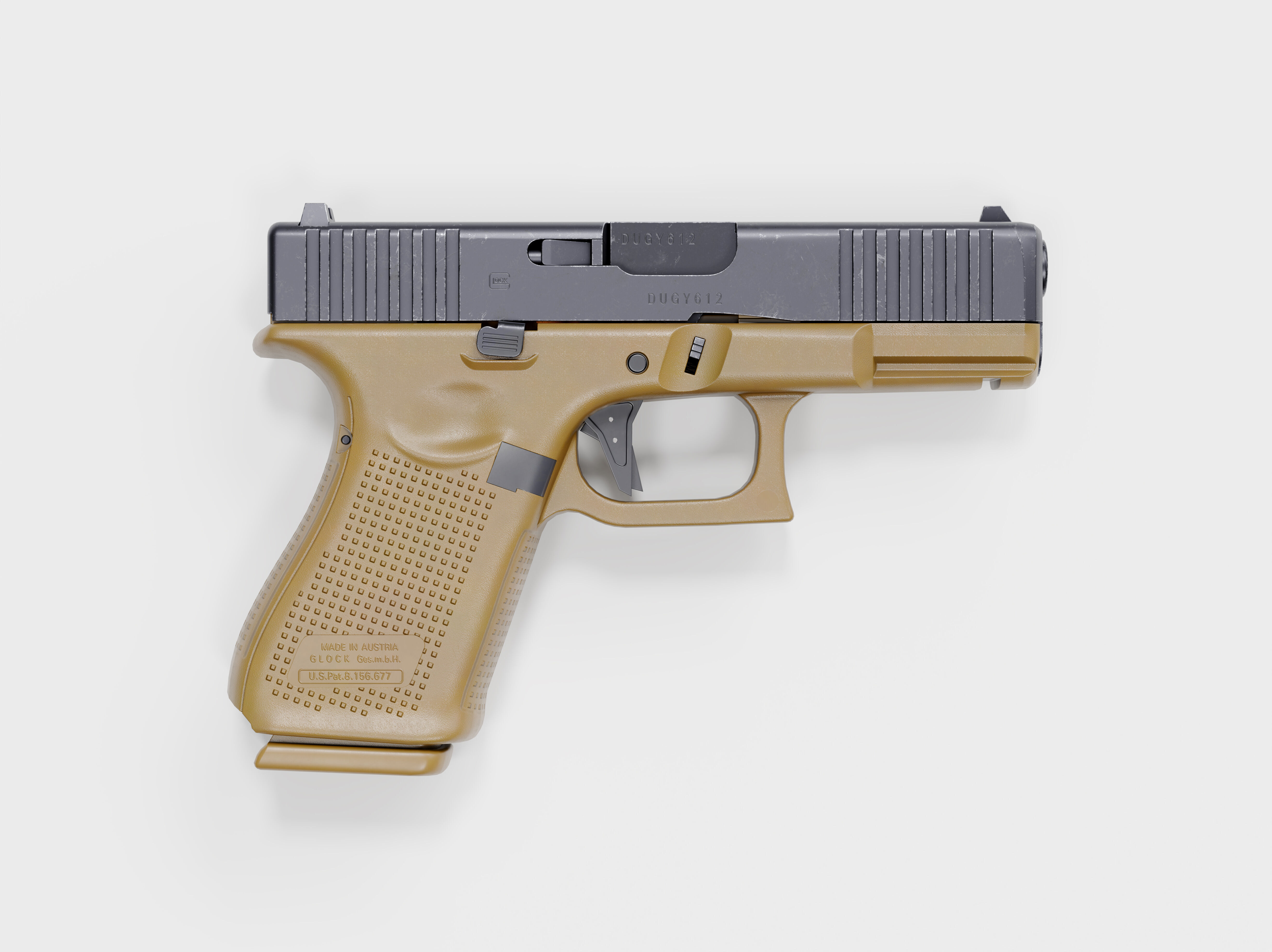 Glock-19 FDE Pistol Low-poly 3D model_3