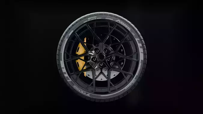 Car Wheel with Brake Caliper