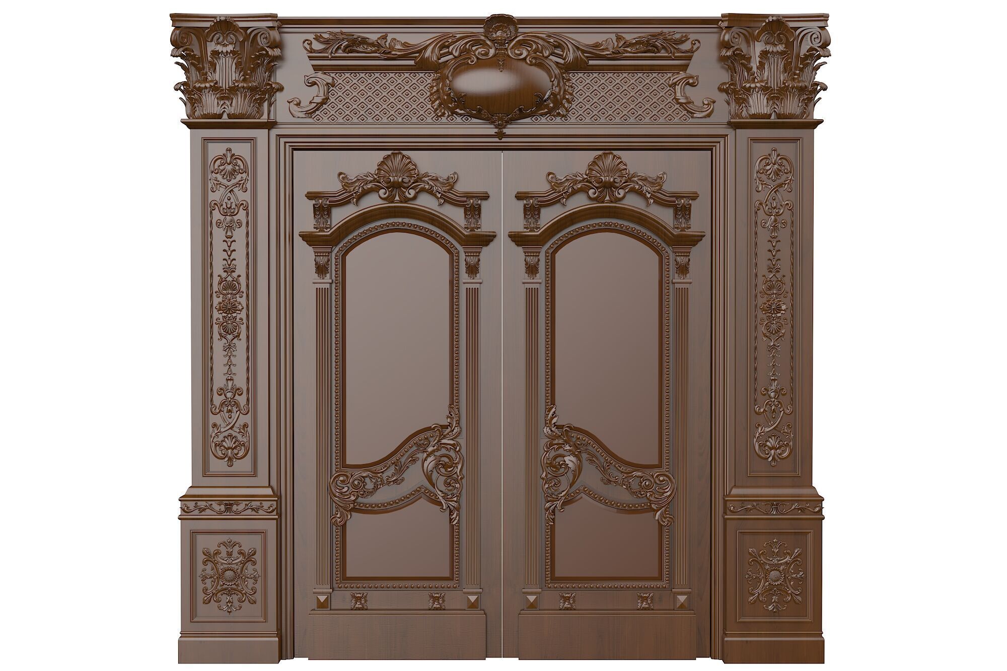 Royal style gold plated classic door A 3D model_1