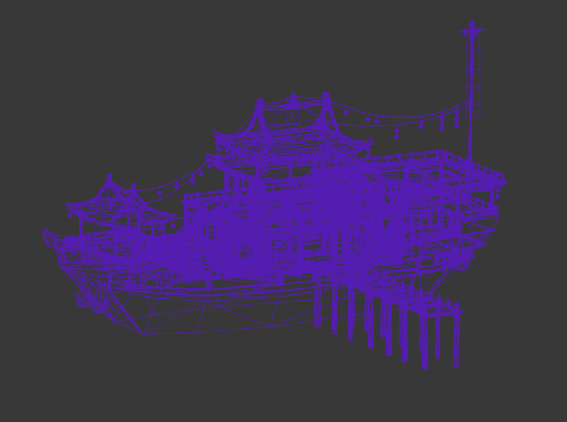 Ancient Chinese merchant ships Low-poly 3D model_8