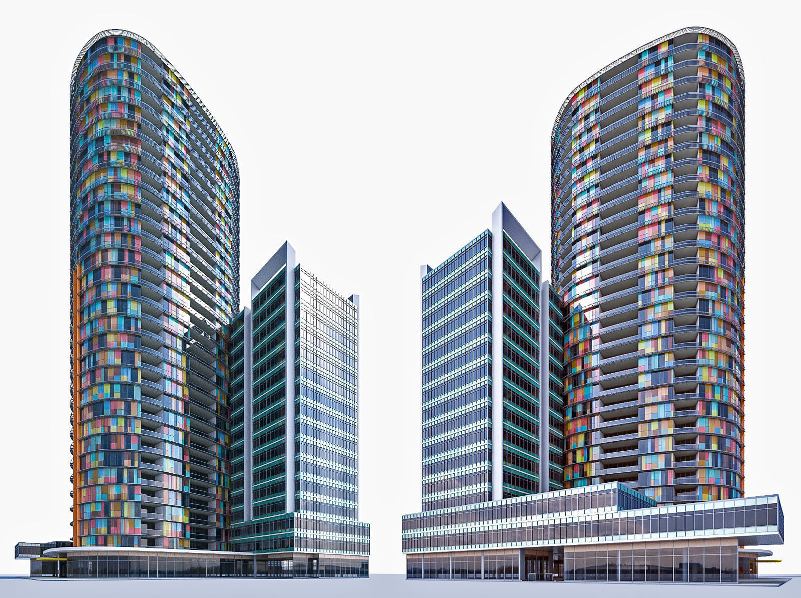 High-rise Buildings Collection 01 Low-poly 3D model_12