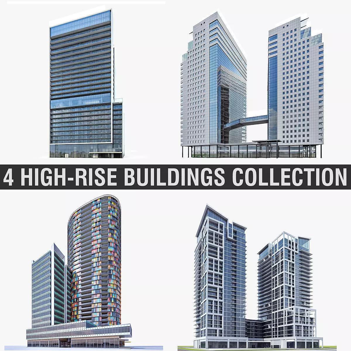 High-rise Buildings Collection 01 Low-poly 3D model_0