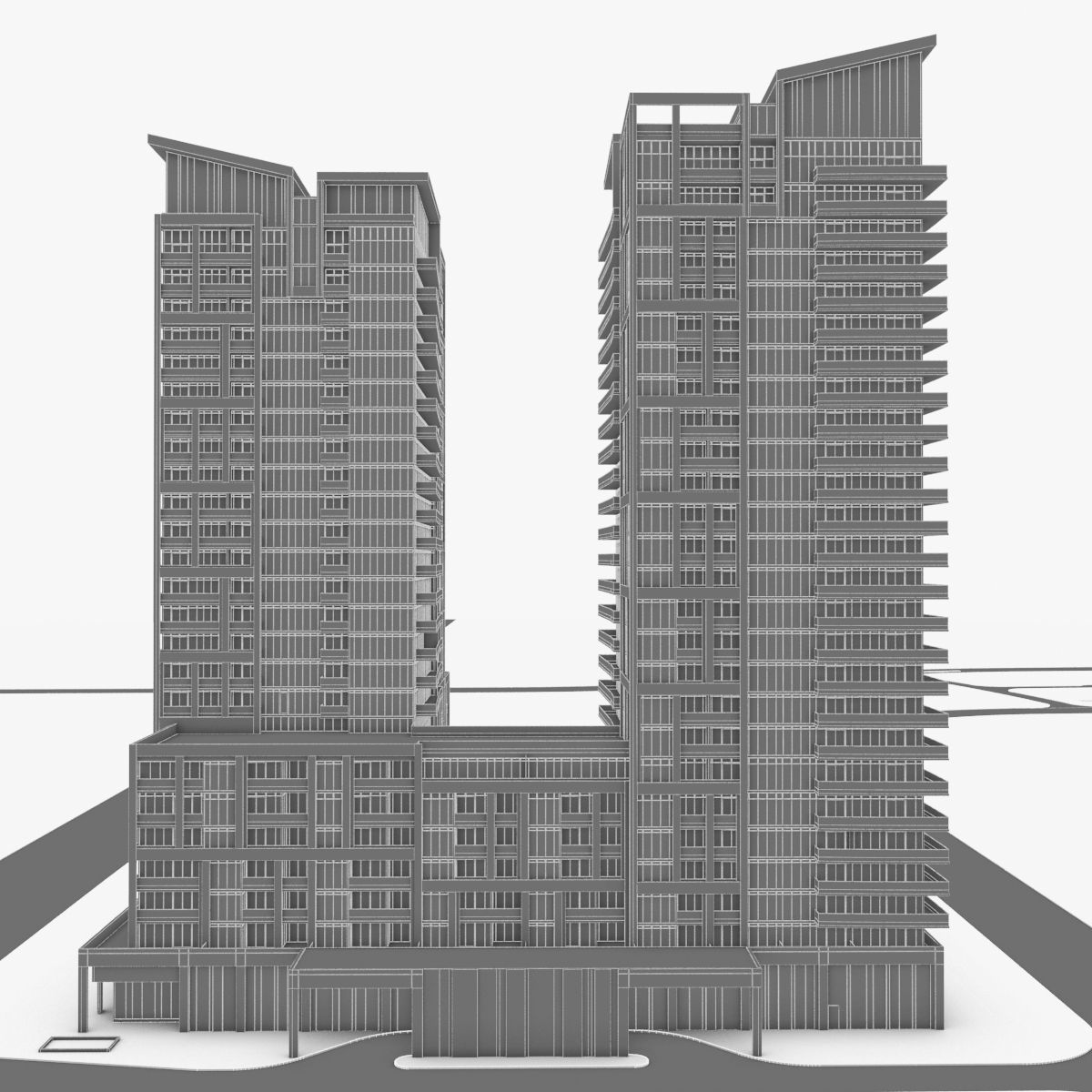 High-rise Buildings Collection 01 Low-poly 3D model_29