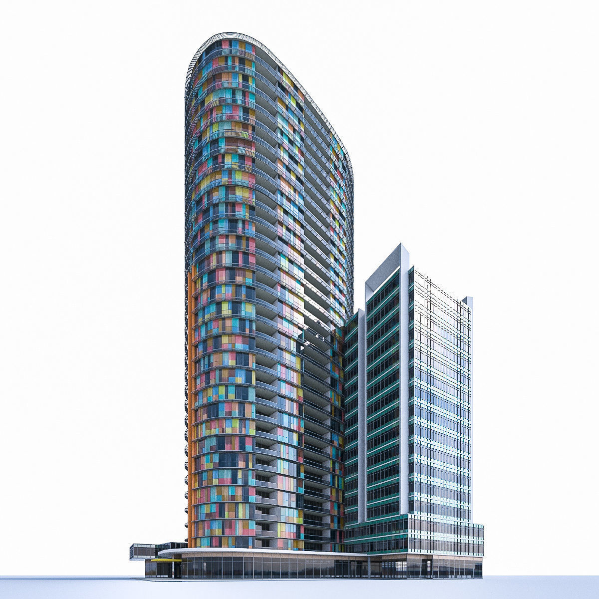 High-rise Buildings Collection 01 Low-poly 3D model_16