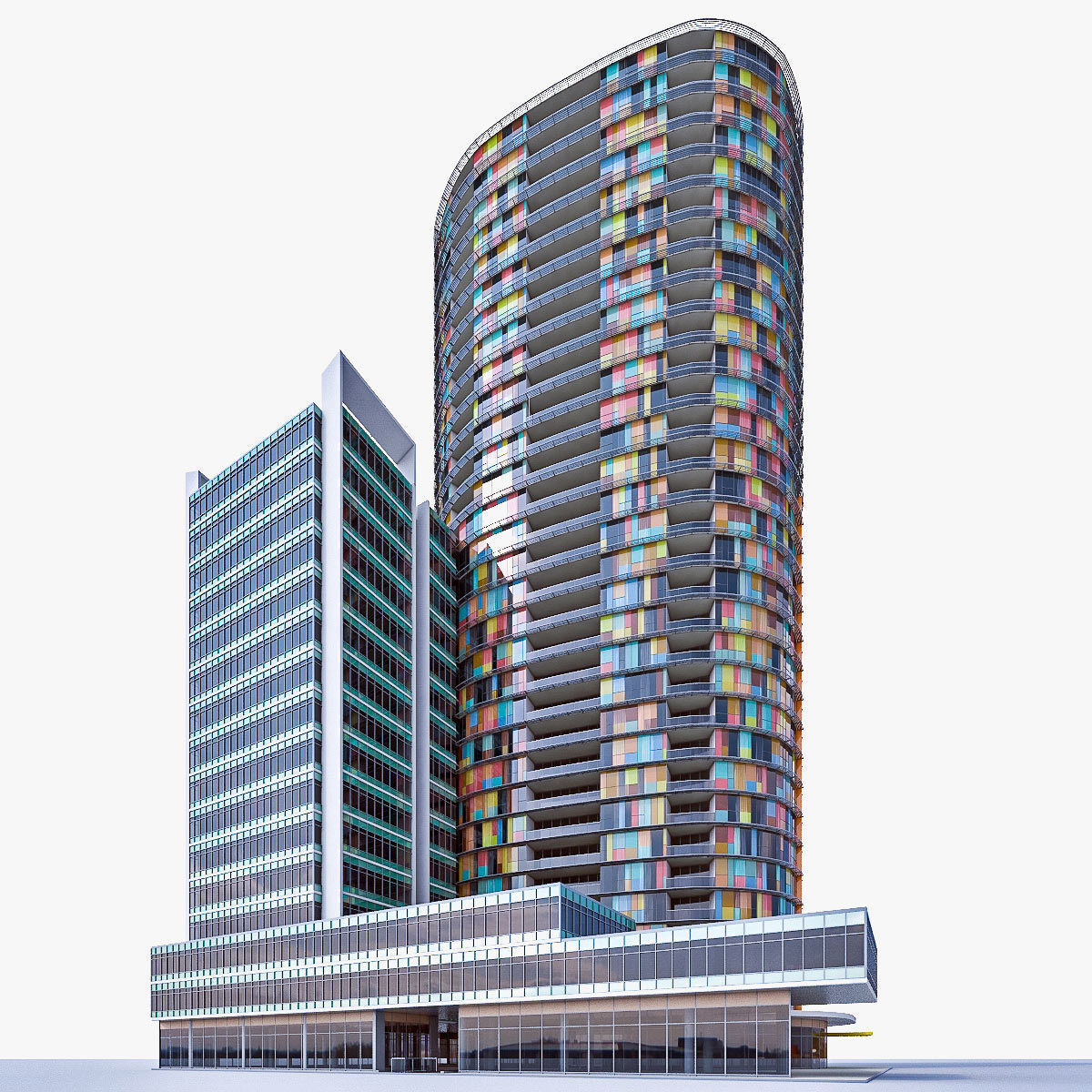 High-rise Buildings Collection 01 Low-poly 3D model_11