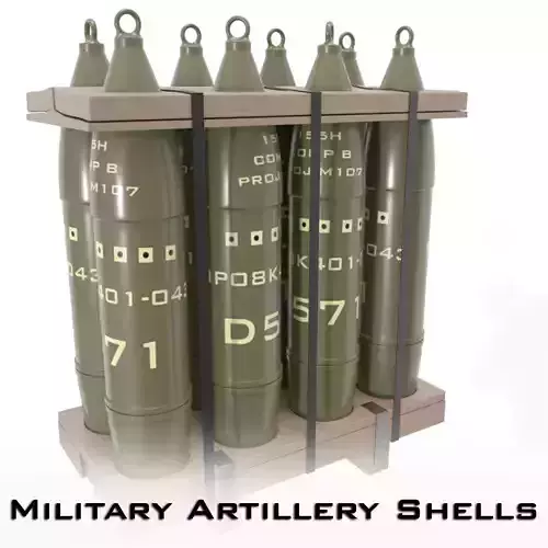 Military Artillery Shells 155mm in Transport Pallet