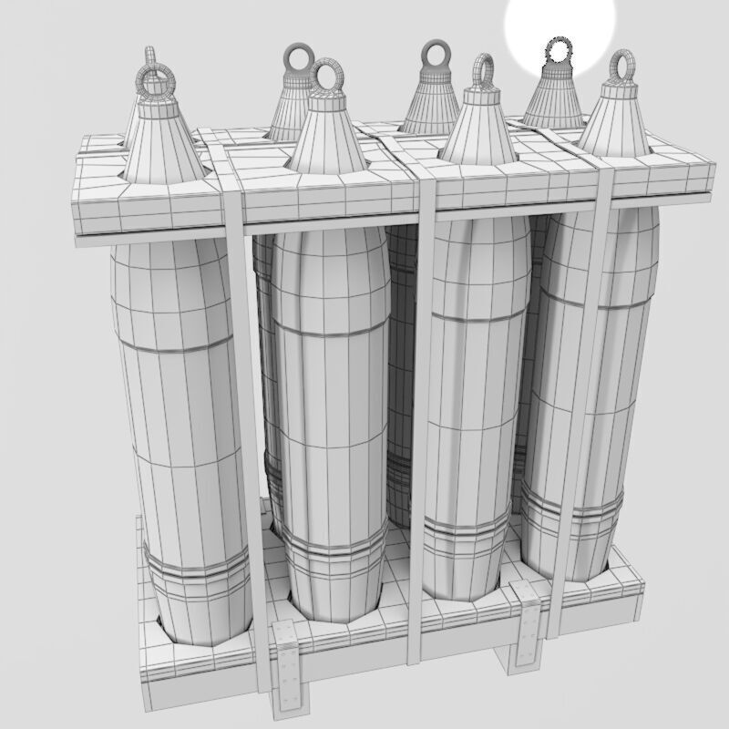 Military Artillery Shells 155mm in Transport Pallet Low-poly 3D model_14