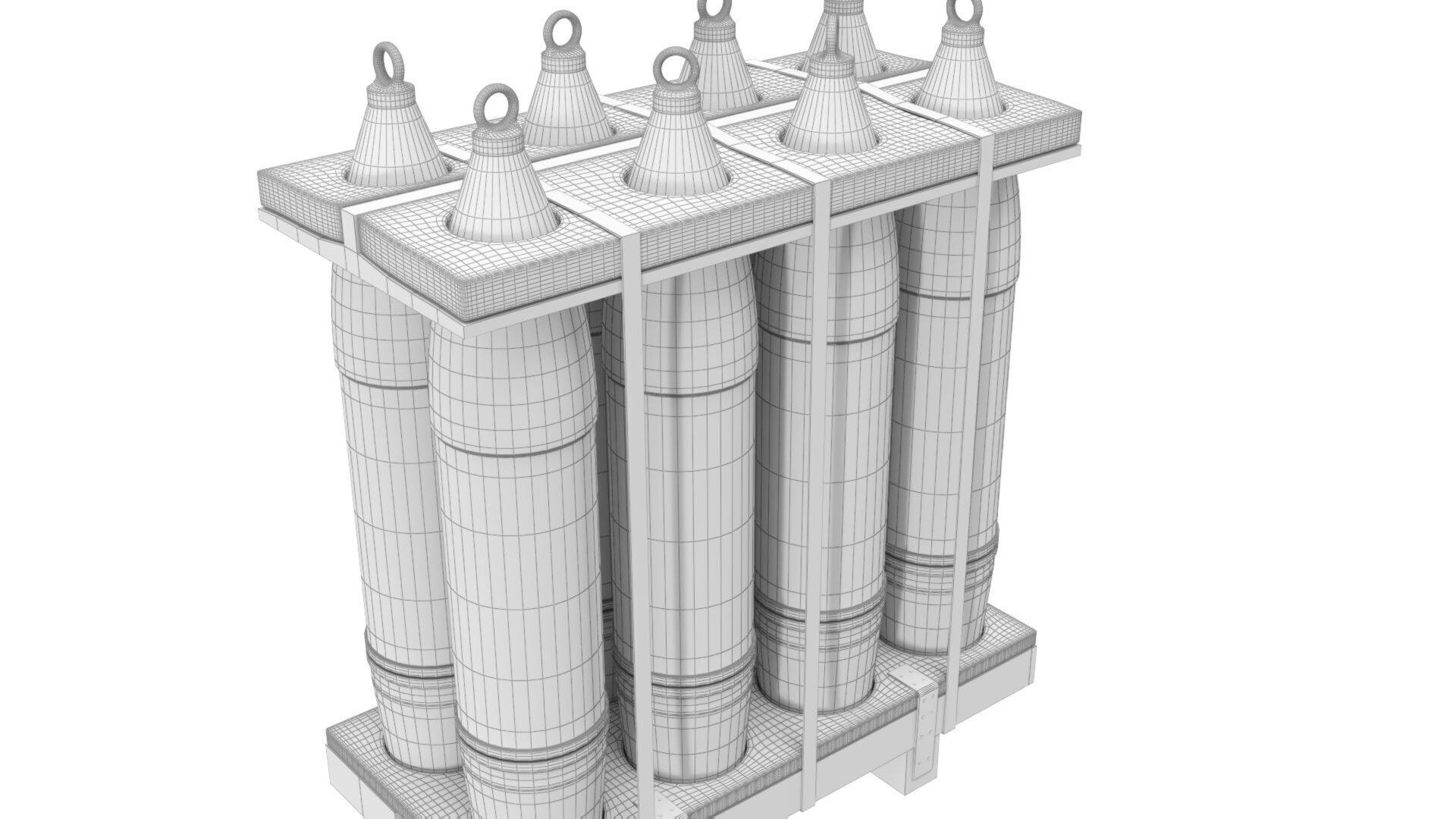 Military Artillery Shells 155mm in Transport Pallet Low-poly 3D model_15
