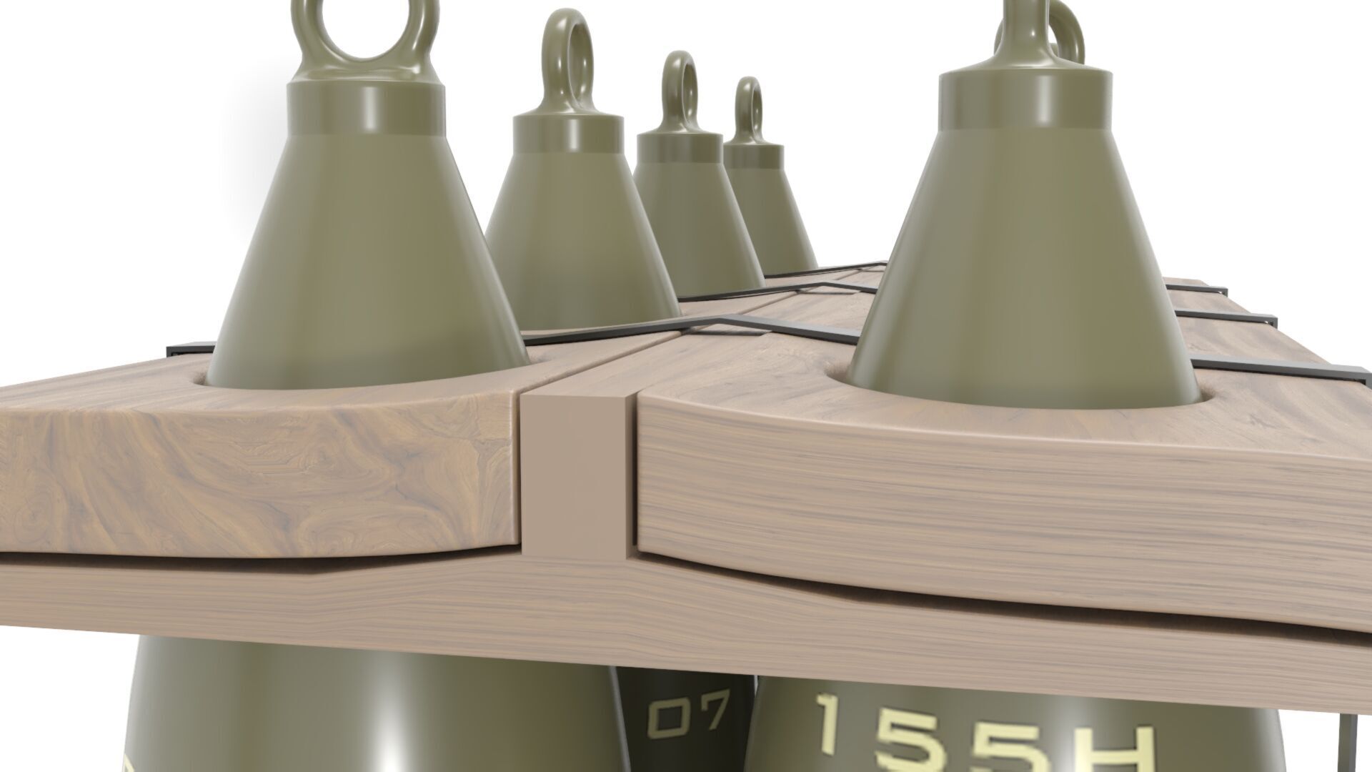 Military Artillery Shells 155mm in Transport Pallet Low-poly 3D model_11