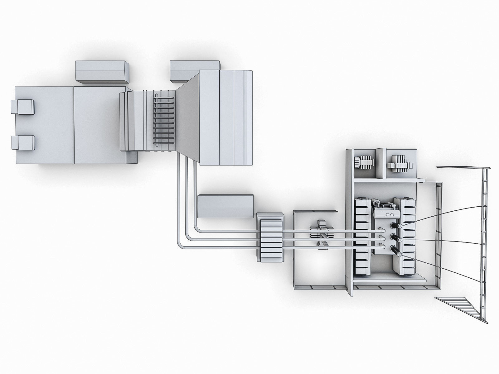 Gas Turbine Plant - Full Set Low-poly 3D model_28