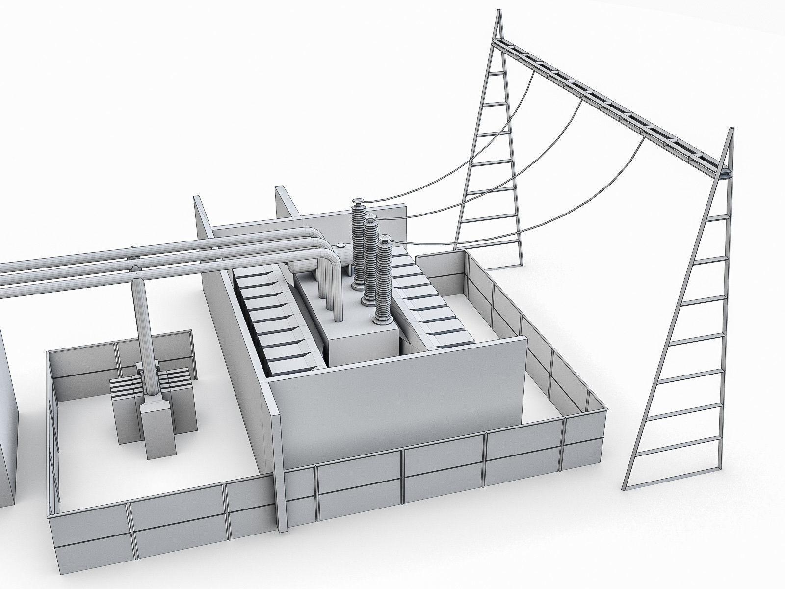 Gas Turbine Plant - Full Set Low-poly 3D model_41