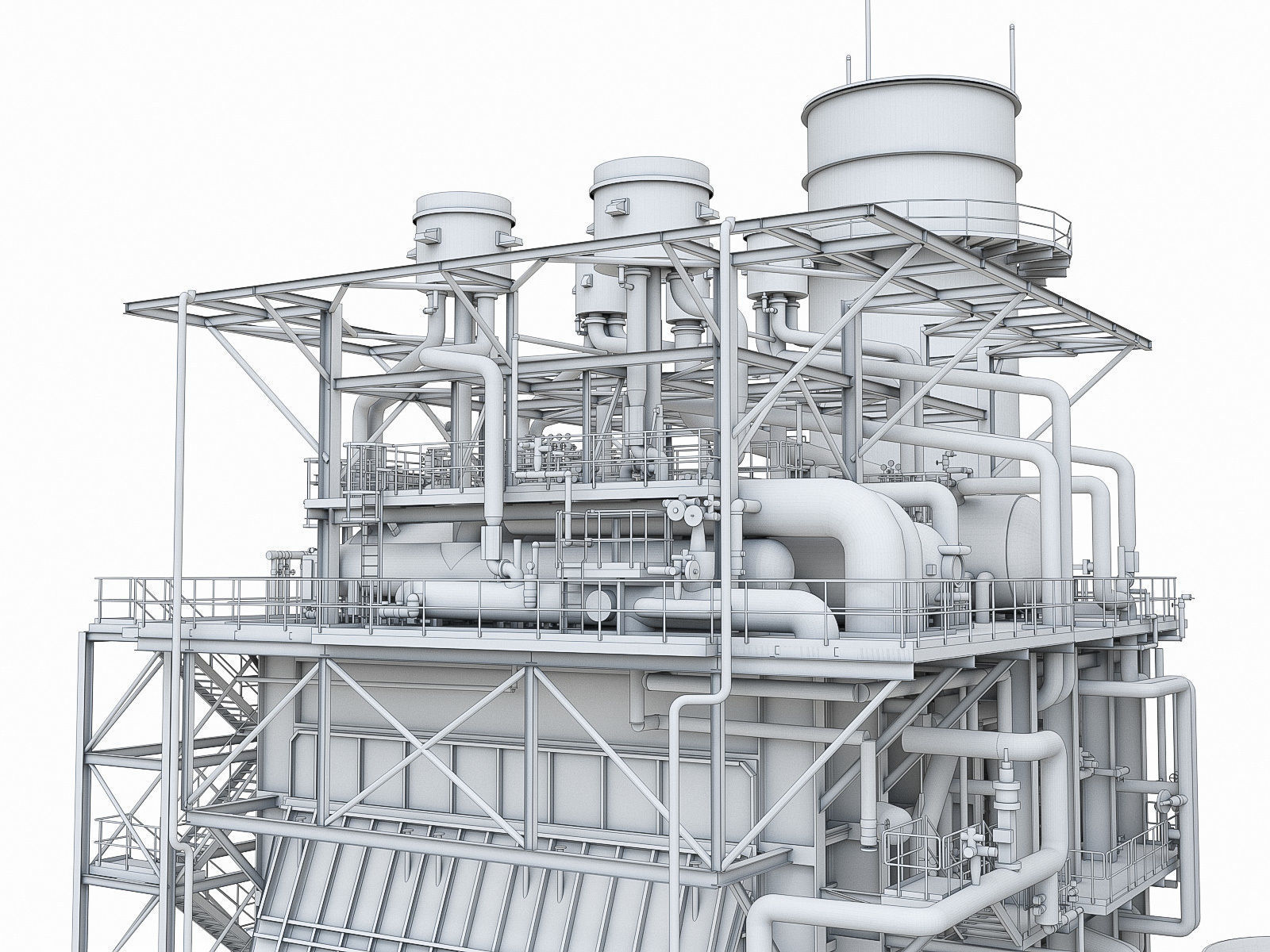 Gas Turbine Plant - Full Set Low-poly 3D model_14