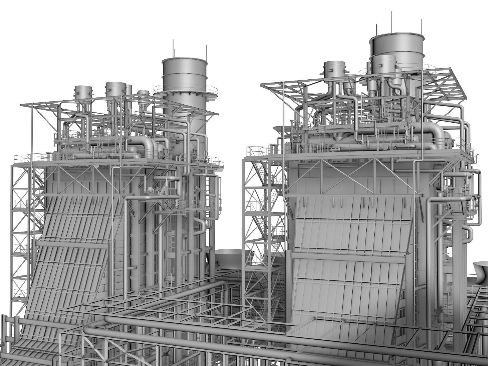 Gas Turbine Plant - Full Set Low-poly 3D model_62