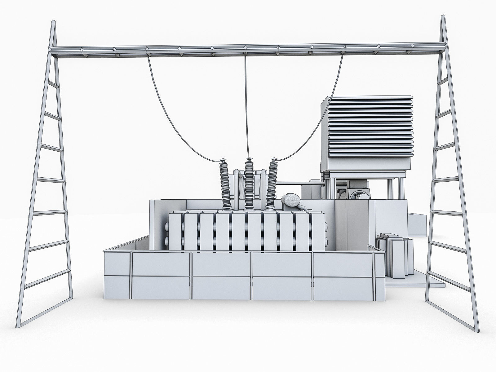 Gas Turbine Plant - Full Set Low-poly 3D model_29