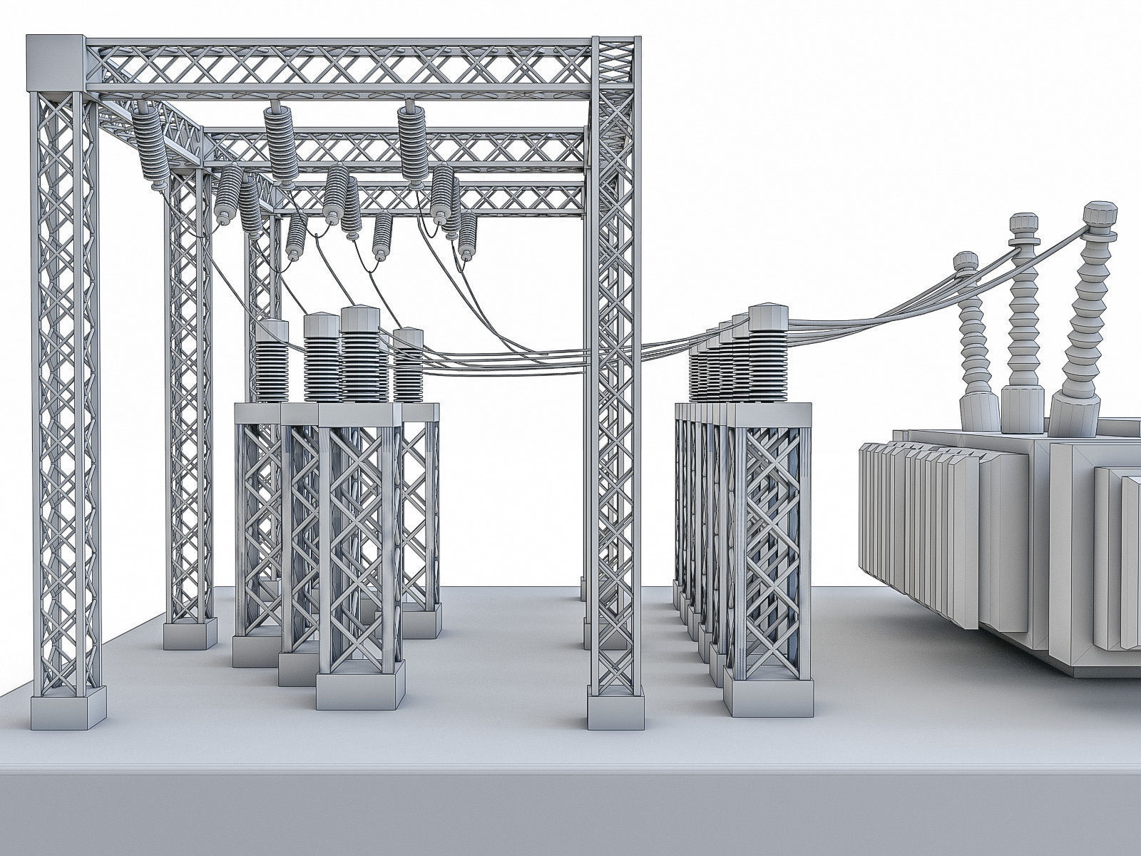 Gas Turbine Plant - Full Set Low-poly 3D model_32