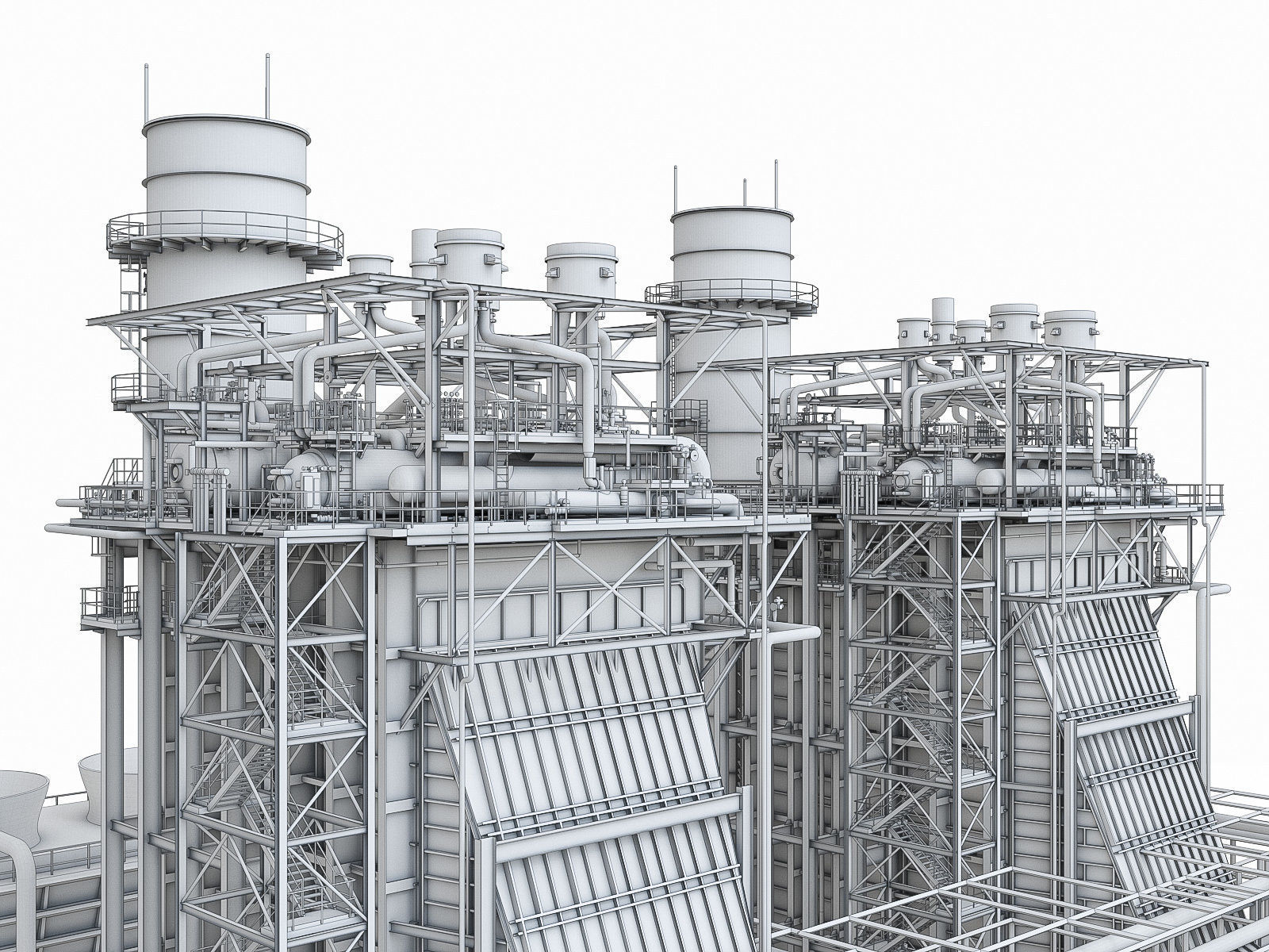 Gas Turbine Plant - Full Set Low-poly 3D model_12