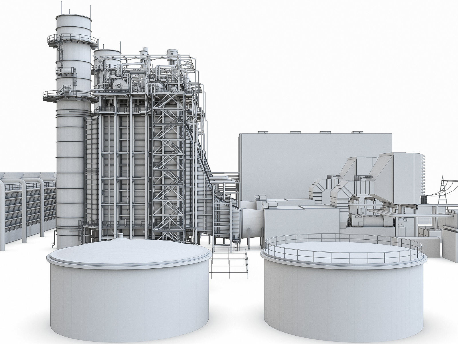 Gas Turbine Plant - Full Set Low-poly 3D model_7