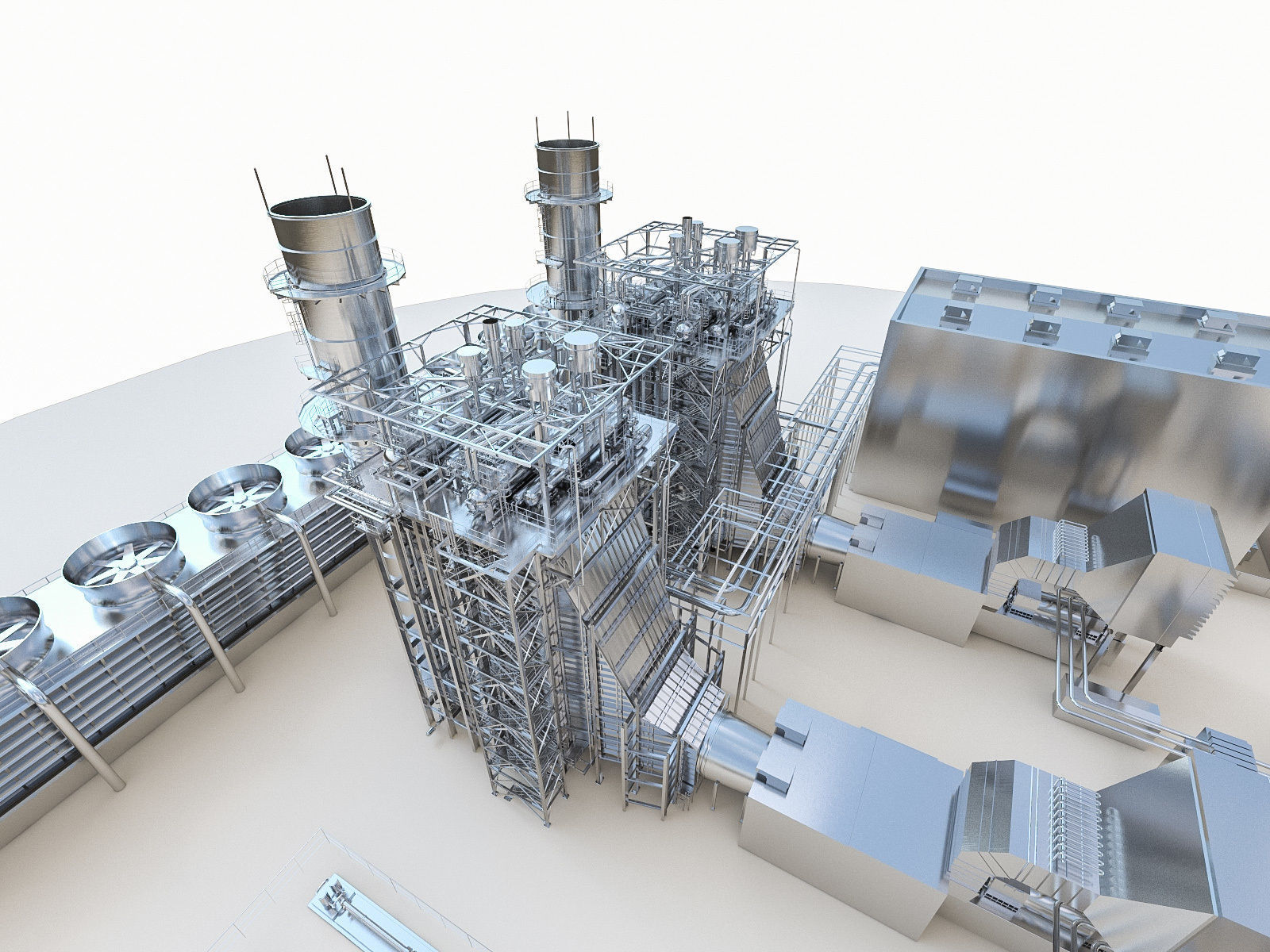 Gas Turbine Plant - Full Set Low-poly 3D model_2