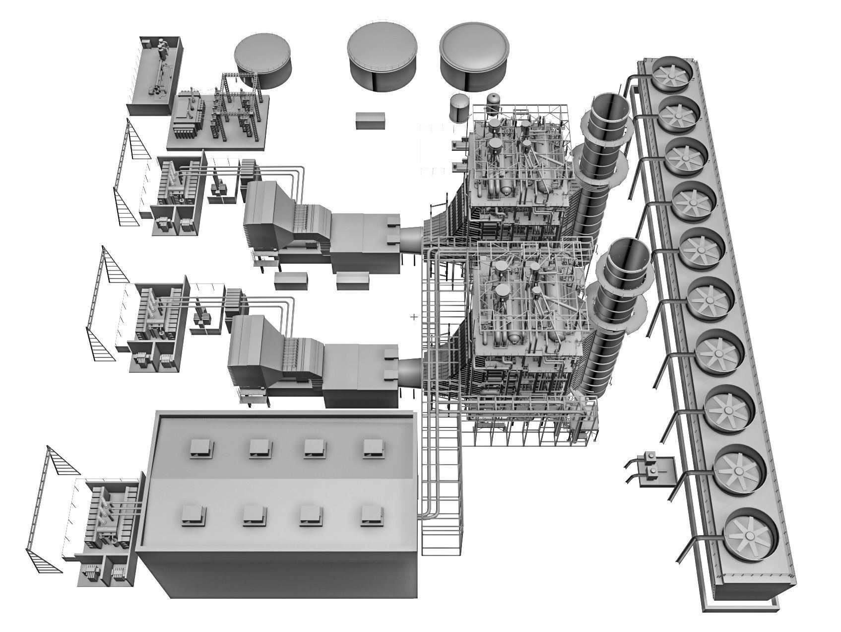 Gas Turbine Plant - Full Set Low-poly 3D model_63