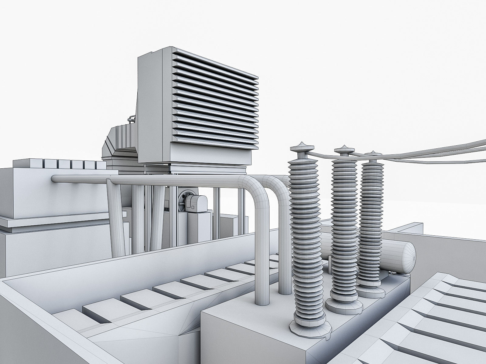 Gas Turbine Plant - Full Set Low-poly 3D model_24