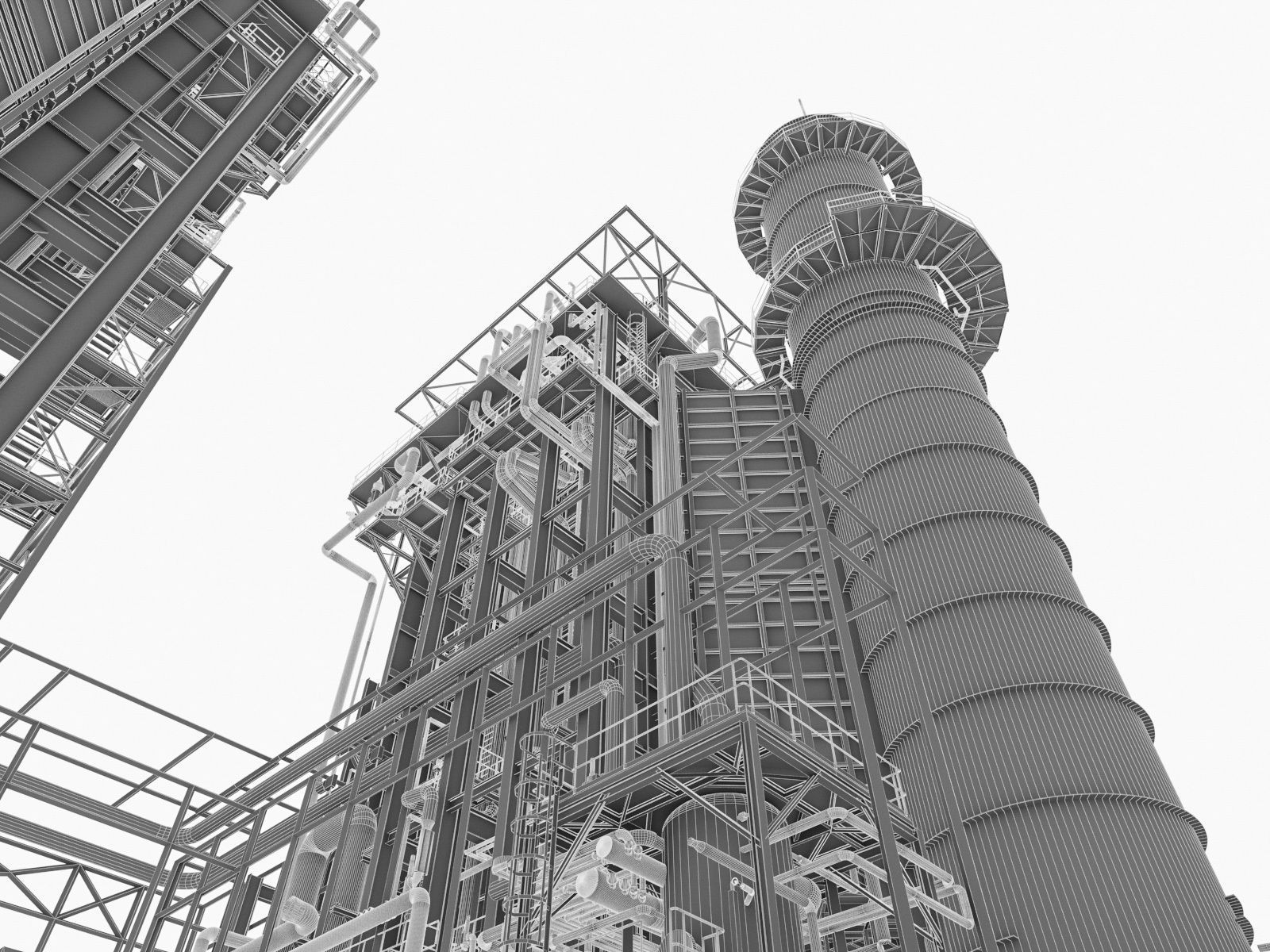 Gas Turbine Plant - Full Set Low-poly 3D model_59