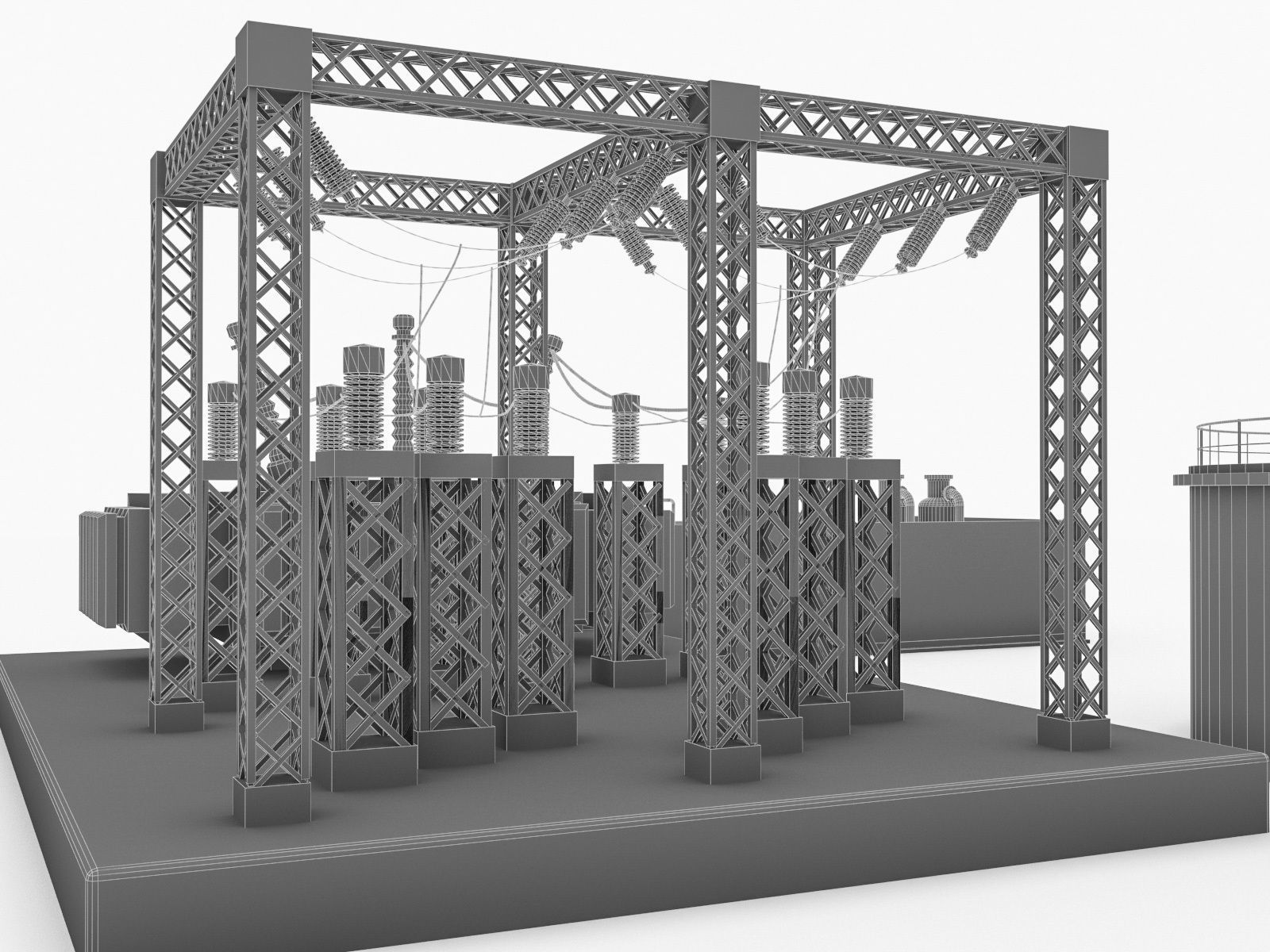 Gas Turbine Plant - Full Set Low-poly 3D model_58