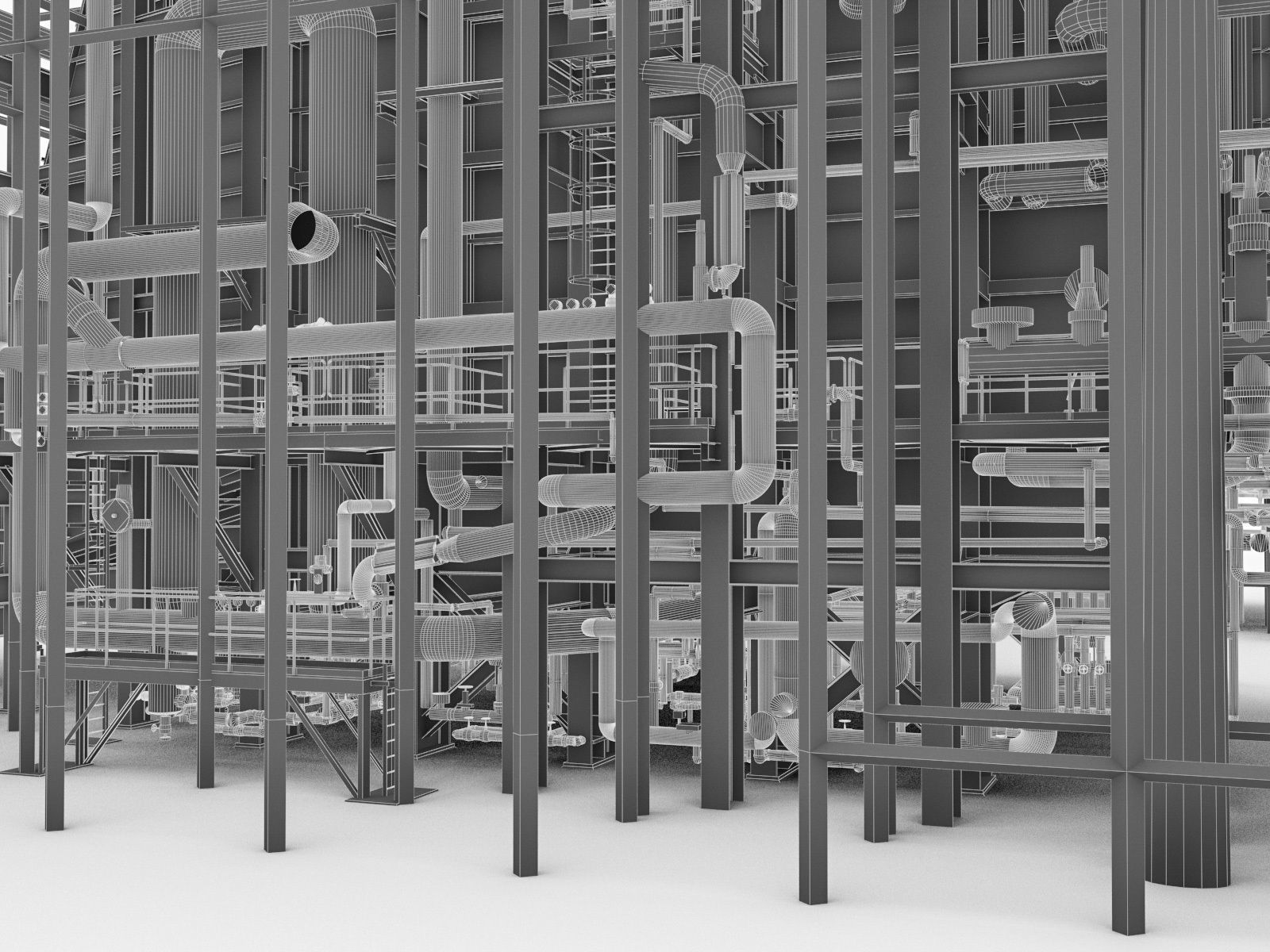 Gas Turbine Plant - Full Set Low-poly 3D model_57