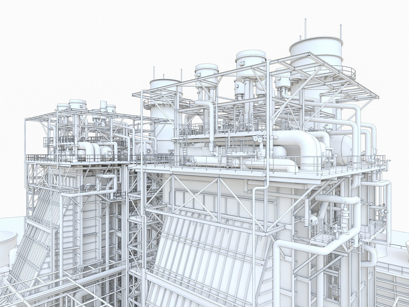 Gas Turbine Plant - Full Set Low-poly 3D model_46