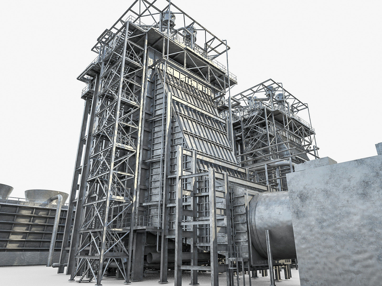 Gas Turbine Plant - Full Set Low-poly 3D model_4