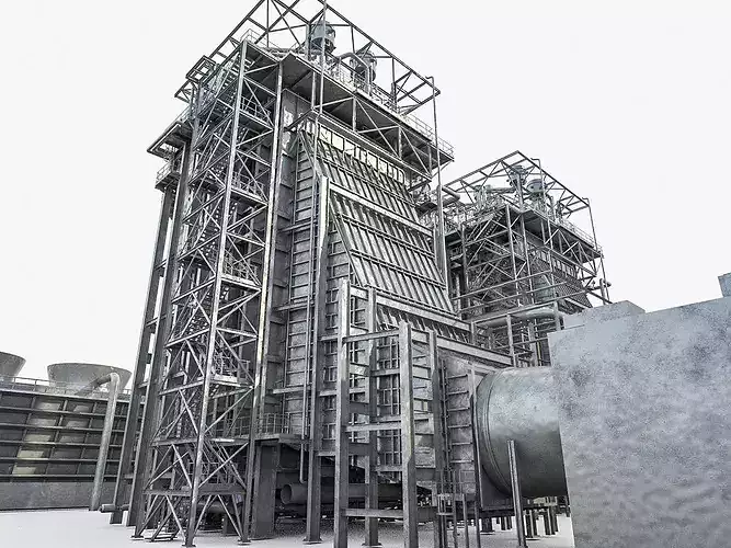 Gas Turbine Plant - Full Set Low-poly 3D model 5