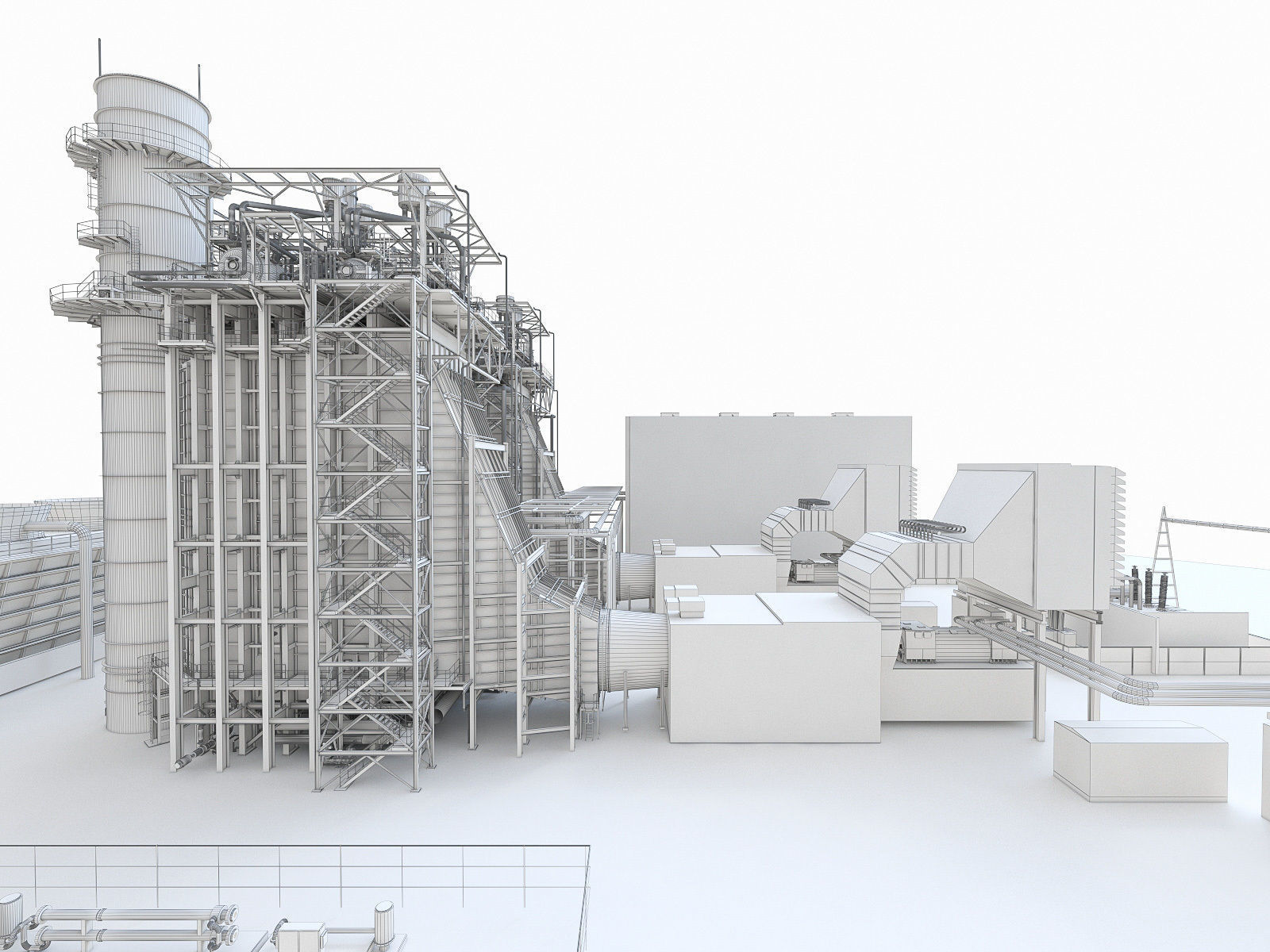 Gas Turbine Plant - Full Set Low-poly 3D model_43