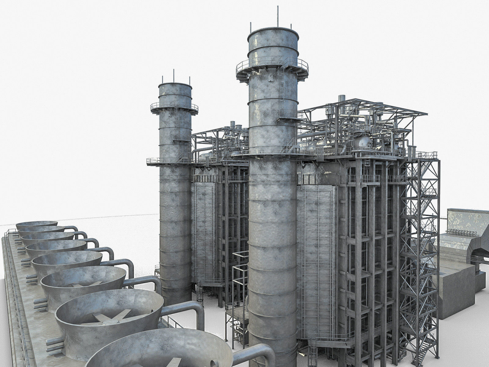 Gas Turbine Plant - Full Set Low-poly 3D model_5