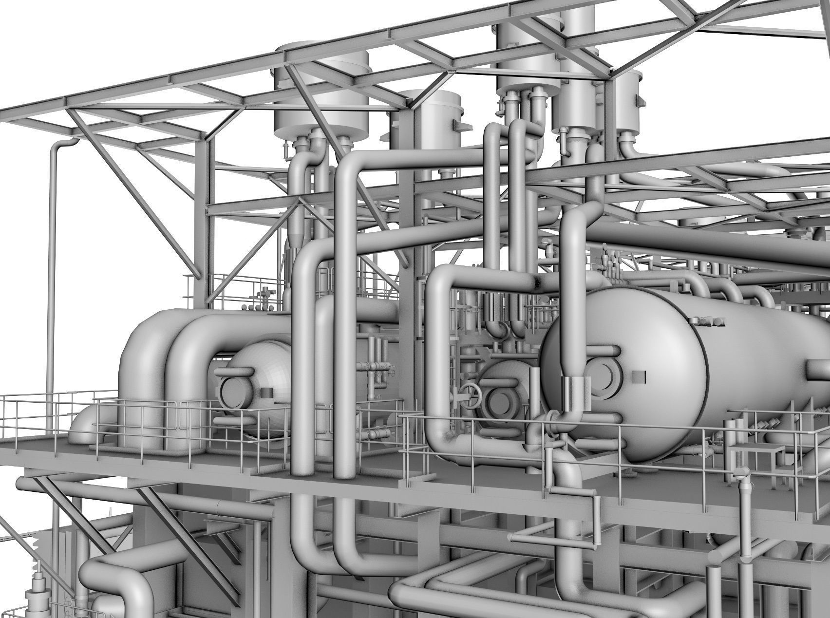 Gas Turbine Plant - Full Set Low-poly 3D model_64