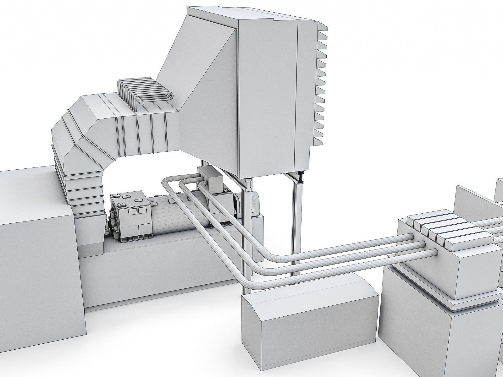 Gas Turbine Plant - Full Set Low-poly 3D model_25