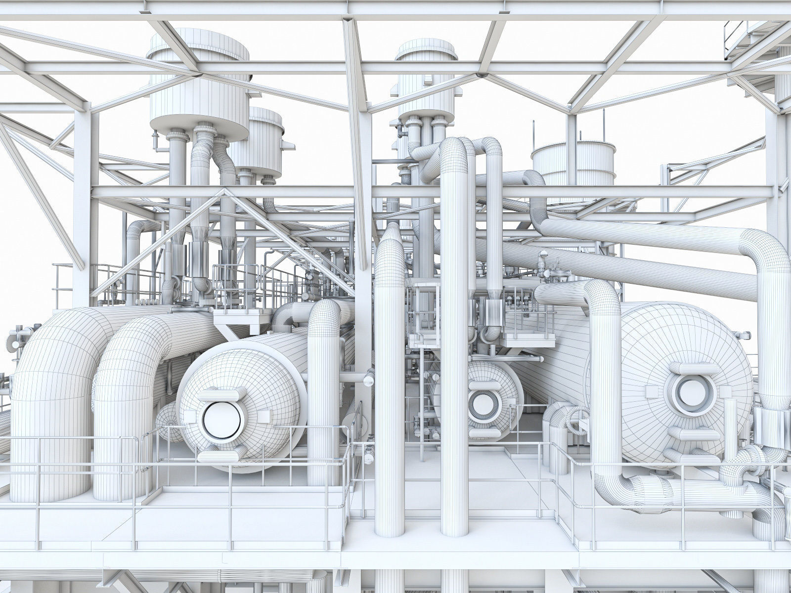 Gas Turbine Plant - Full Set Low-poly 3D model_48