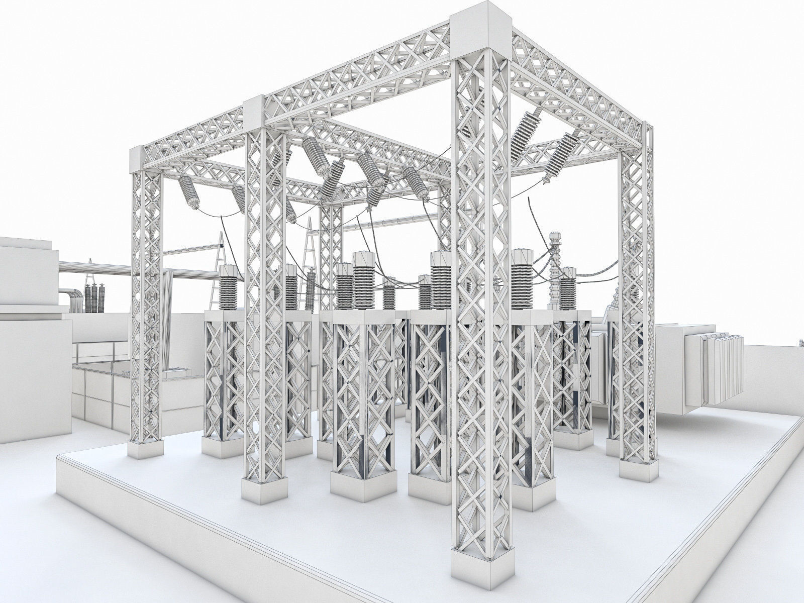 Gas Turbine Plant - Full Set Low-poly 3D model_53