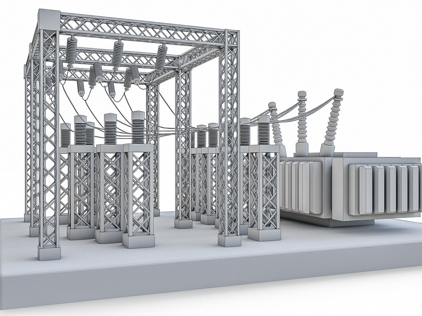 Gas Turbine Plant - Full Set Low-poly 3D model_34