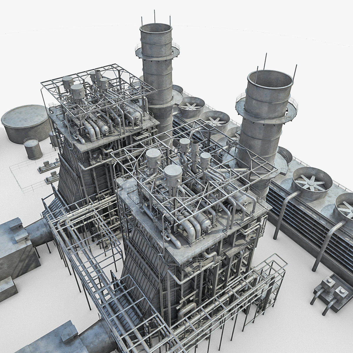 Gas Turbine Plant - Full Set Low-poly 3D model_3
