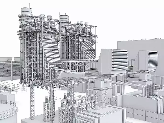 Gas Turbine Plant - Full Set Low-poly 3D model 7