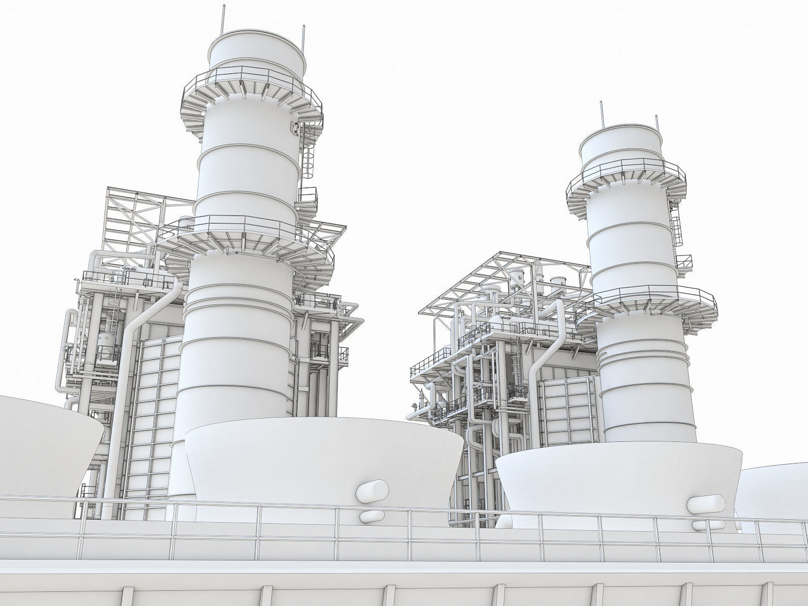 Gas Turbine Plant - Full Set Low-poly 3D model_52