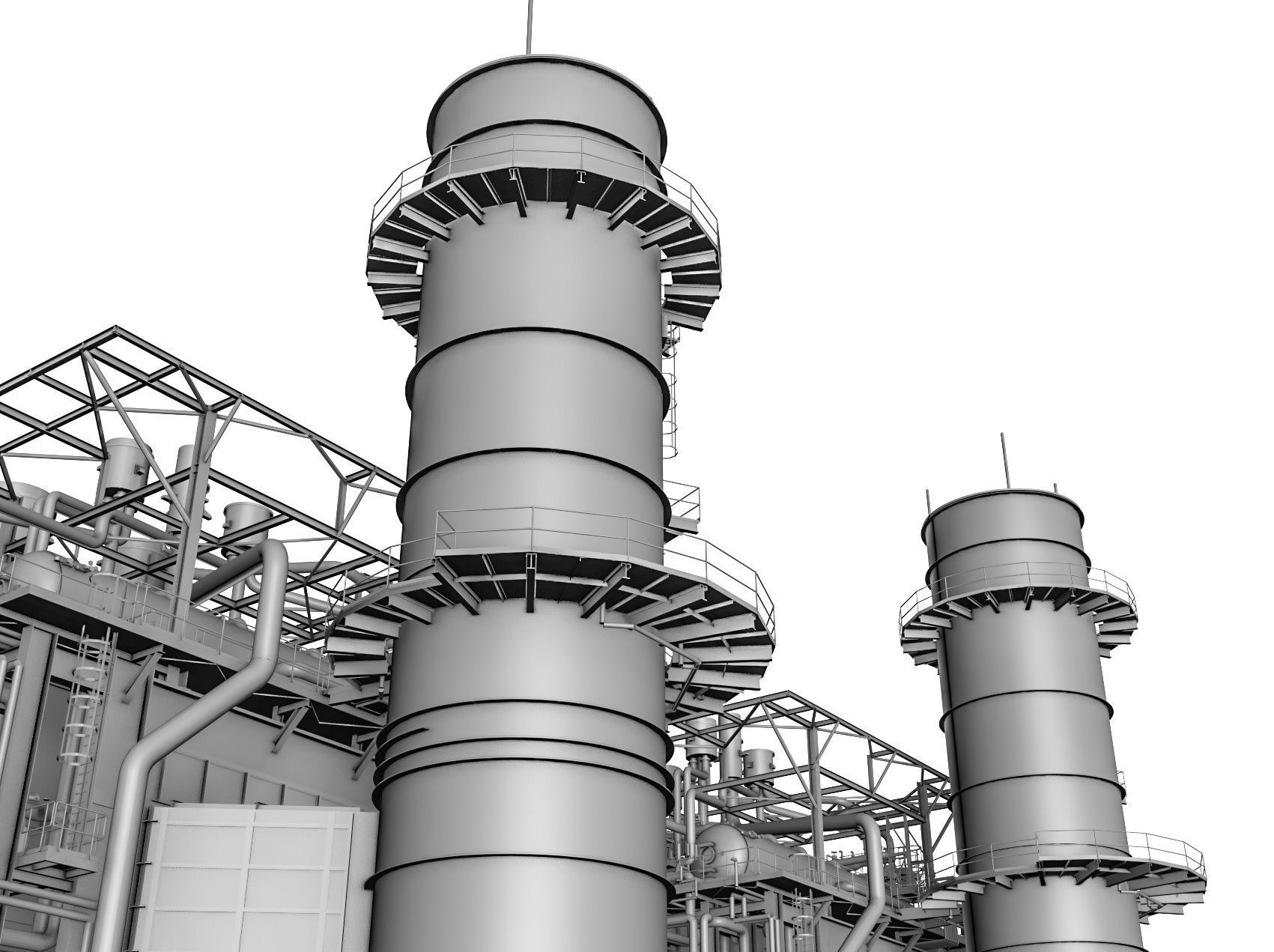 Gas Turbine Plant - Full Set Low-poly 3D model_60